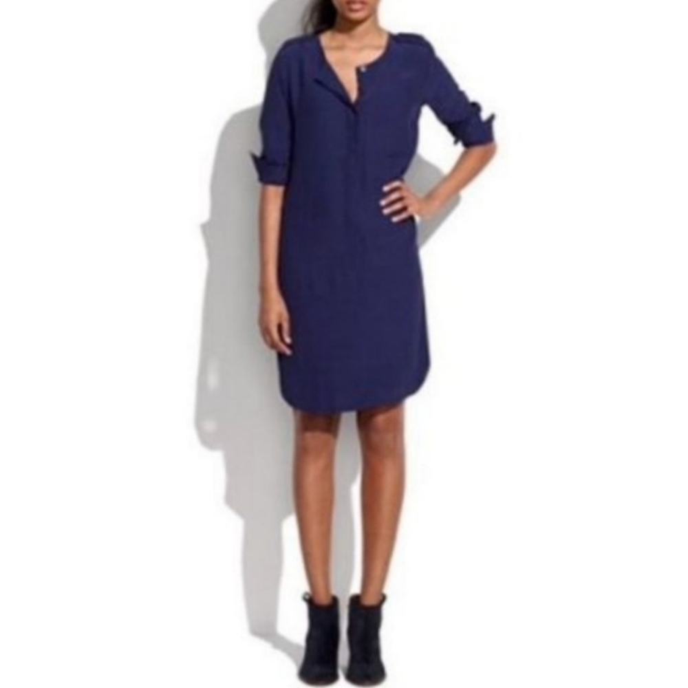 Madewell Cargo Tunic Shirt Dress Navy 04930